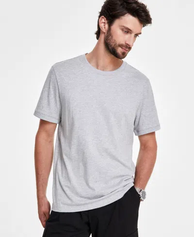 Alfani Men's Mercerized Cotton Short Sleeve Crewneck T-shirt, Created For Macy's In Casual Grey Heather