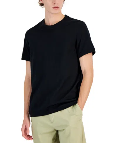 Alfani Men's Mercerized Cotton Short Sleeve Crewneck T-shirt, Created For Macy's In Deep Black