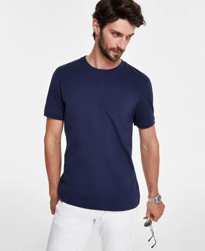 Alfani Men's Mercerized Cotton Short Sleeve Crewneck T-shirt, Created For Macy's In Neo Navy