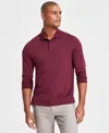 Alfani Men's Long-sleeve Johnny Collar Merino Sweater, Created For Macy's In Berry Violet