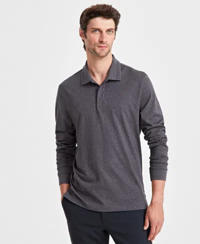 Alfani Men's Mercerized Polo Shirt, Created For Macy's In Charcoal Heather
