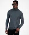 Alfani Men's Merino Wool-blend Turtleneck Sweater, Created For Macy's In Dark Lead Heather