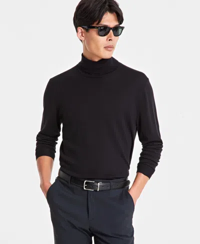 Alfani Men's Merino Wool-blend Turtleneck Sweater, Created For Macy's In Neo Navy