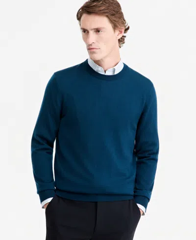 Alfani Men's Merino Wool Crewneck Sweater, Macy's Exclusive In Alfm Seaside Blue