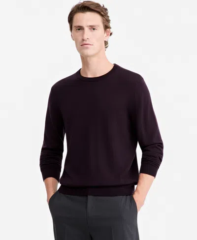 Alfani Men's Merino Wool Crewneck Sweater, Macy's Exclusive In Aubergine