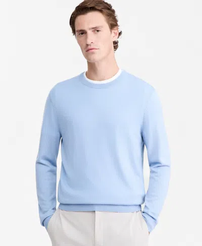 Alfani Men's Merino Wool Crewneck Sweater, Macy's Exclusive In Blue Innocence