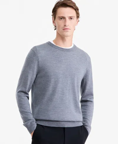 Alfani Men's Merino Wool Crewneck Sweater, Macy's Exclusive In Cement Grey Heather Bc19