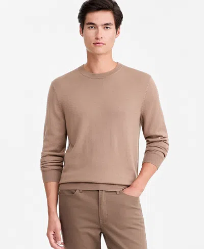 Alfani Men's Merino Wool Crewneck Sweater, Macy's Exclusive In Classic Bronze