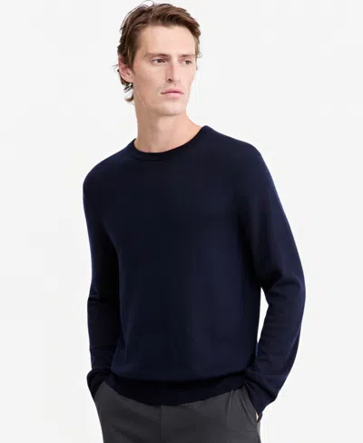 Alfani Men's Merino Wool Crewneck Sweater, Macy's Exclusive In Neo Navy