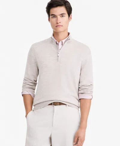 Alfani Men's Merino Wool Quarter-zip Mock-neck Sweater, Macy's Exclusive In Dune Stone