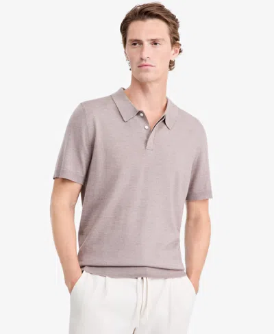 Alfani Men's Merino Wool-blend Regular-fit Polo Shirt, Macy's Exclusive In Dark Tiramisu Hthr B2665