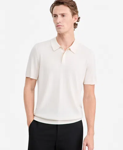 Alfani Men's Merino Wool-blend Regular-fit Polo Shirt, Macy's Exclusive In Dune Stone Heather