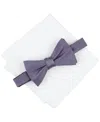 Alfani Men's Mini-pattern Bow Tie & Solid Pocket Square Set, Exclusively At Macy's