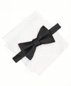 Alfani Men's Mini-pattern Bow Tie & Solid Pocket Square Set, Exclusively At Macy's In Black
