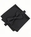 Alfani Men's Mini-pattern Bow Tie & Solid Pocket Square Set, Exclusively At Macy's In Black