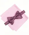 Alfani Men's Mini-pattern Bow Tie & Solid Pocket Square Set, Exclusively At Macy's In Pink