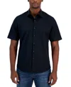 Alfani Men's Modern Classic-fit Stretch Solid Button-down Shirt, Created For Macy's In Deep Black