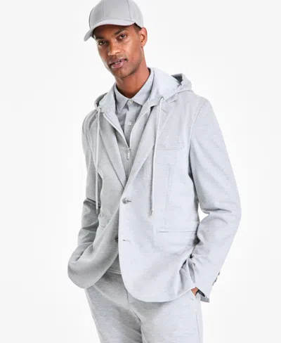 Alfani Men's Modern-fit Knit Hooded Blazer, Exclusively At Macy's In Casual Grey