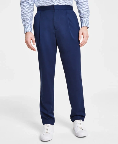 Alfani Men's Modern-fit Stretch Pleated Dress Pants, Created For Macy's In Neo Navy