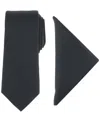 Alfani Men's Modern Textured Tie & Pocket Square Set, Created For Macy's In Black