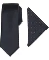 Alfani Men's Modern Textured Tie & Pocket Square Set, Created For Macy's In Black