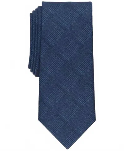 Alfani Men's Munroe Slim Glen Plaid Tie In Navy In Blue