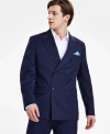 ALFANI MEN'S NAVY SLIM-FIT STRIPE DOUBLE BREASTED SUIT JACKET, CREATED FOR MACY'S