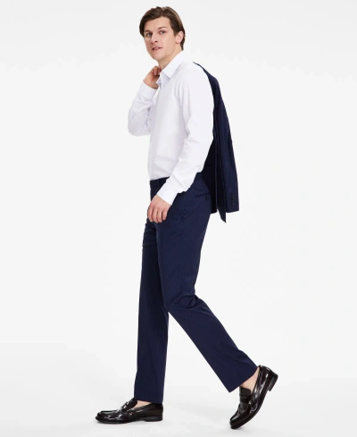 Alfani Men's Navy Slim-fit Stripe Suit Pants, Created For Macy's