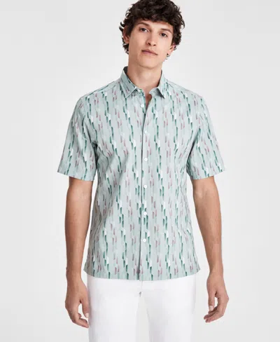 Alfani Men's Nightfall Regular-fit Geo-print Button-down Shirt, Created For Macy's In Neutral