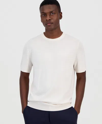 Alfani Men's Novelty Merino Wool-blend Sweater T-shirt, Macy's Exclusive In Dune Stone Hthr B2785