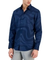 ALFANI MEN'S OCEAN WAVE REGULAR-FIT STRETCH PRINTED BUTTON-DOWN SHIRT, CREATED FOR MACY'S