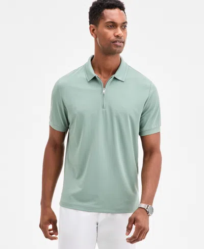 Alfani Men's Ottoman Short Sleeve Textured Quarter-zip Polo Shirt, Exclusively At Macy's