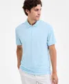 Alfani Men's Ottoman Short Sleeve Textured Quarter-zip Polo Shirt, Exclusively At Macy's In Neutral