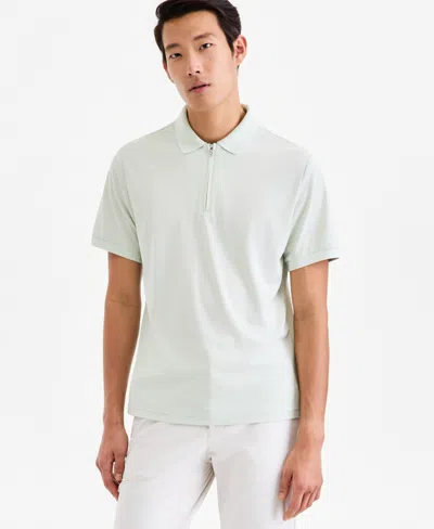 Alfani Men's Ottoman Short Sleeve Textured Quarter-zip Polo Shirt, Exclusively At Macy's In White