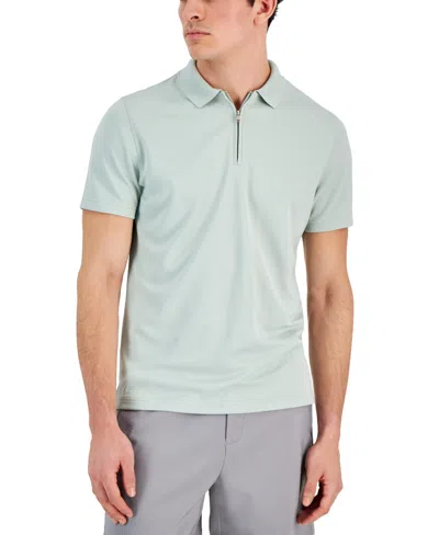 Alfani Men's Ottoman Zip Polo, Created For Macy's In Mint Sugar