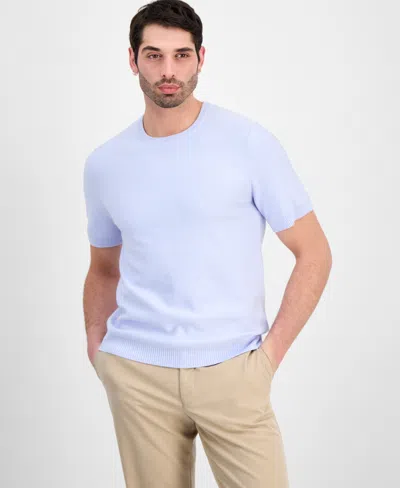 Alfani Men's Oversized Pique Knit Short-sleeve Sweater, Macy's Exclusive In Blue