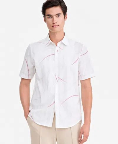 Alfani Men's Painted Texture Resort Shirt, Macy's Exclusive In White