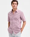 Alfani Men's Perto Short Sleeve Geo Print Button-front Shirt, Macy's Exclusive In Pink