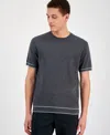 Alfani Men's Refined Short Sleeve Textured Sweater, Exclusively At Macy's In Charcoal Heather