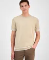 Alfani Men's Refined Short Sleeve Textured Sweater, Exclusively At Macy's In Twill