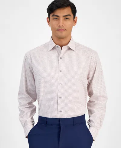 Alfani Men's Regular-fit 4-way Stretch Micro-dot Dress Shirt, Created For Macy's In Neutral