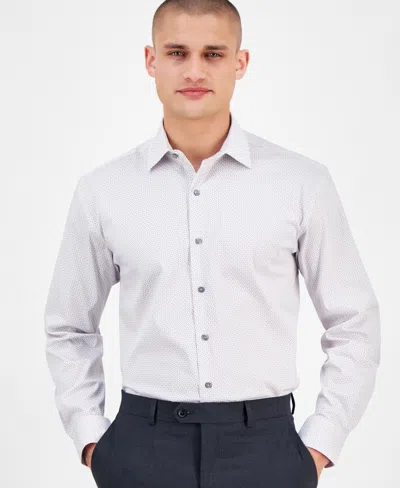 Alfani Men's Regular-fit 4-way Stretch Micro-dot Dress Shirt, Created For Macy's In White Lilac