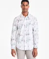 Alfani Men's Regular-fit Abstract Light Wave-print Button-down Shirt, Exclusively At Macy's In White