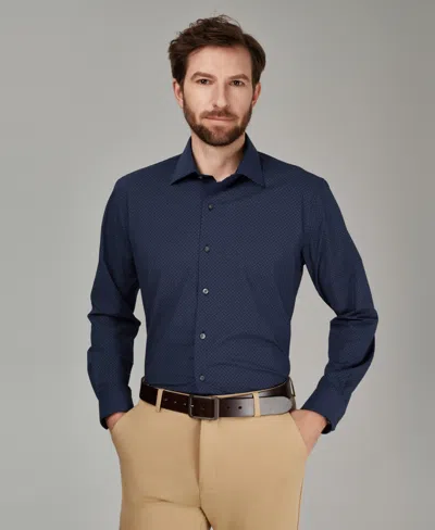 Alfani Men's Regular Fit Micro Dot Dress Shirt, Macy's Exclusive In Blue