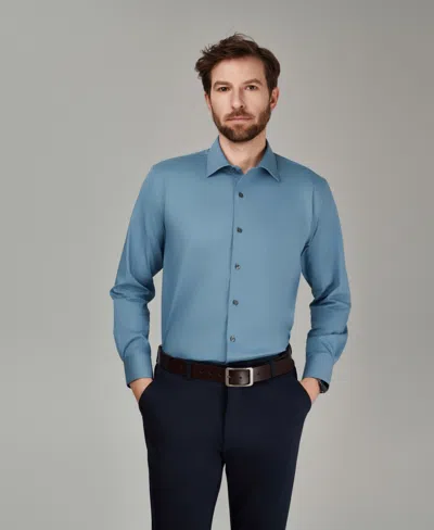 Alfani Men's Regular Fit Solid Dress Shirt, Macy's Exclusive In Blue