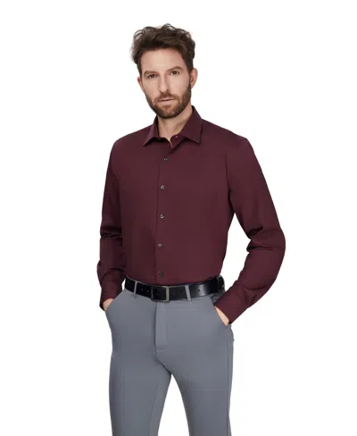 Alfani Men's Regular Fit Solid Dress Shirt, Macy's Exclusive In Burgundy