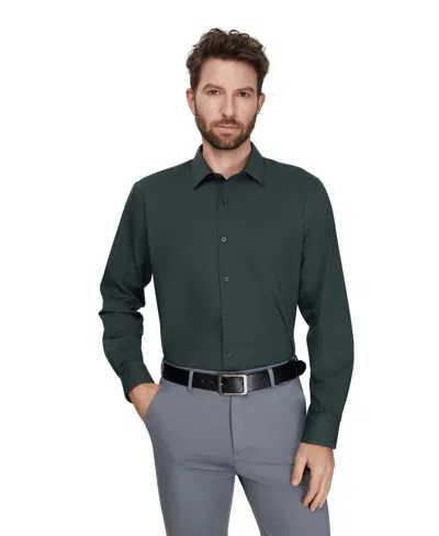 Alfani Men's Regular Fit Solid Dress Shirt, Macy's Exclusive In Hunter