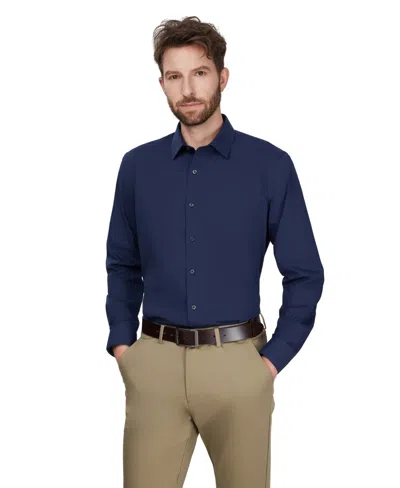 Alfani Men's Regular Fit Solid Dress Shirt, Macy's Exclusive In Navy