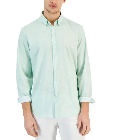 Alfani Men's Regular-fit Stripe Stretch Shirt, Created For Macy's In Green