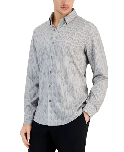 Alfani Men's Regular-fit Stripe Stretch Shirt, Created For Macy's In Grey